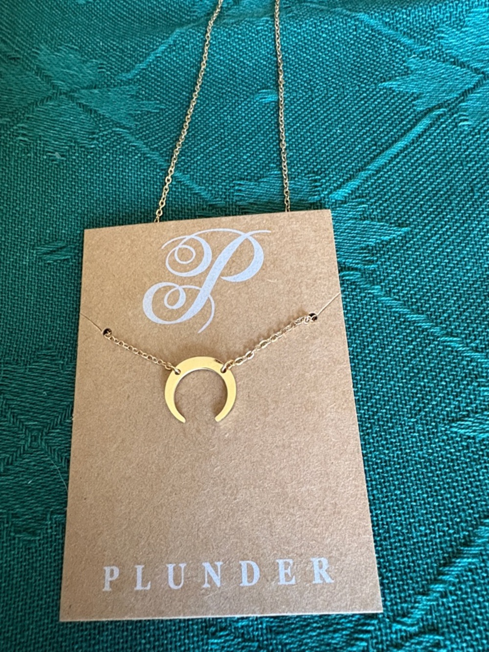 Plunder Gold Crescent Moon Pendant Necklace $12